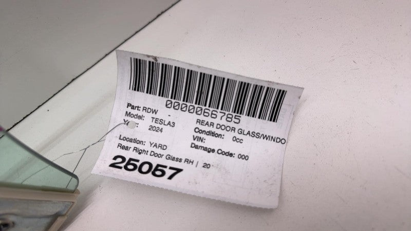 E4 43R-011846 ⭕ 24-25 Tesla Tesla Model 3 Rear Passenger Side Highland Door Window Glass Right