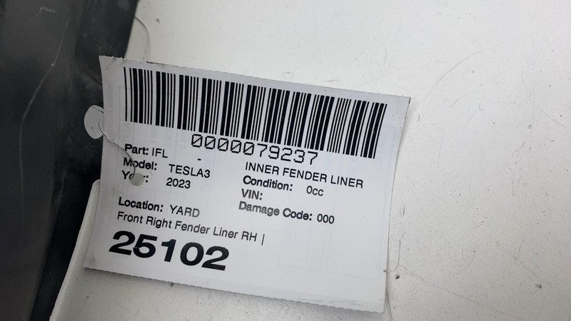 1081582-00-D ⭕ 18-23 Tesla Model 3 Front Right Wheel Fender Liner Splash Shield 1081582-00-D