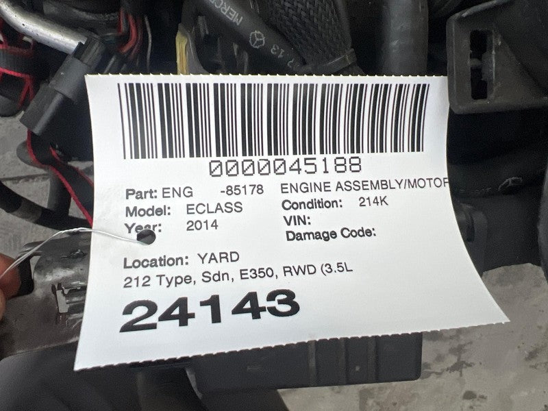 2012-2016 Mercedes E350 E-Class 3.5L V6 Engine Motor RWD (6th & 7th VIN = 5K)
