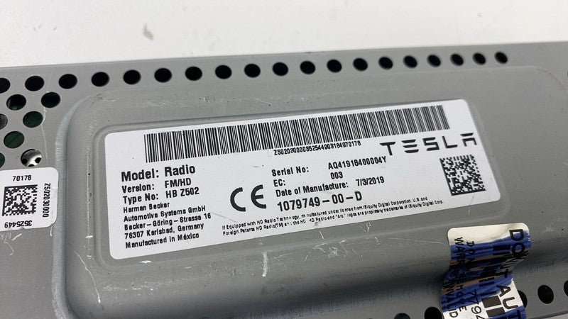 107974900D ⭕ 2017-2023 Tesla Model 3 Harman Becker Radio FM/HD Receiver Module 1079749-00-D