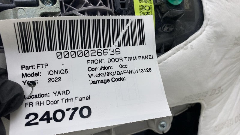 ⭕ 2022 2023 Hyundai Ioniq 5 Front Passenger Side Door Panel Trim Card Right Gray