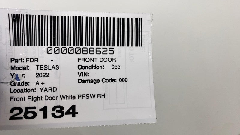 ⭕ 2021-2023 Tesla Model 3 Front Passenger Side Door Shell Panel Right