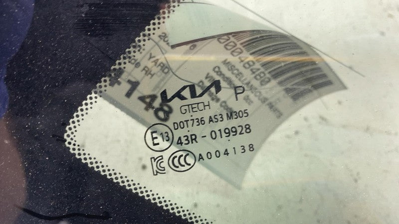 87820CV100 2022 2023 2024 Kia EV6 Rear Passenger Side Quarter Fixed Window Glass Right RH