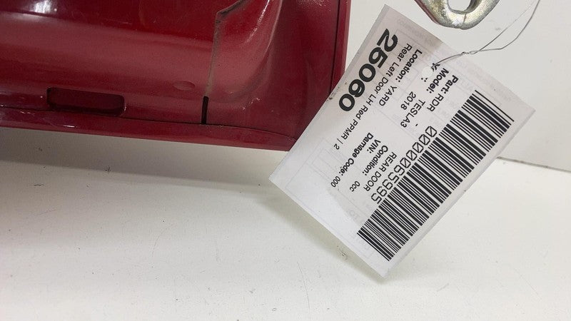 ⭕ 2017-2020 Tesla Model 3 M3 Rear Driver Side Door Shell Panel Left LH Red PPMR