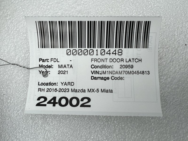 KD53-T8314 2016-2023 Mazda MX-5 Miata Passenger Side Door Latch Lock w/ Inner Handle Right