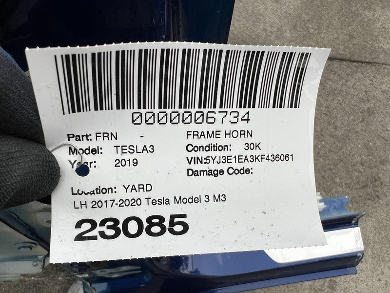 2017-2020 Tesla Model 3 M3 Front Left Quarter Panel Apron Cut Out Frame LH