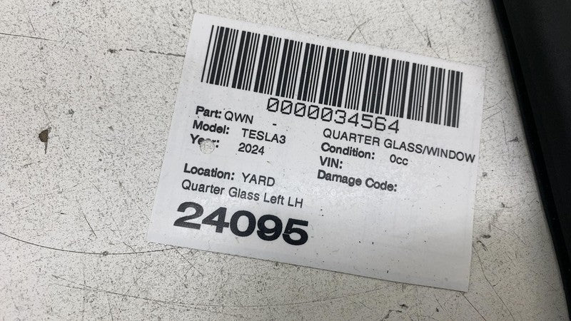 E4 43R-011570 ⭕2024 2025 Model 3 Rear Driver Side Quarter Fixed Window Glass Left 1514978-00-C