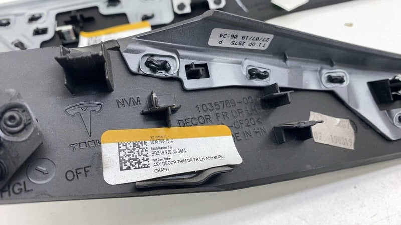 ⭕ 16-20 Model X Front & Rear Door Molding Trim Decor Left & Right Ash