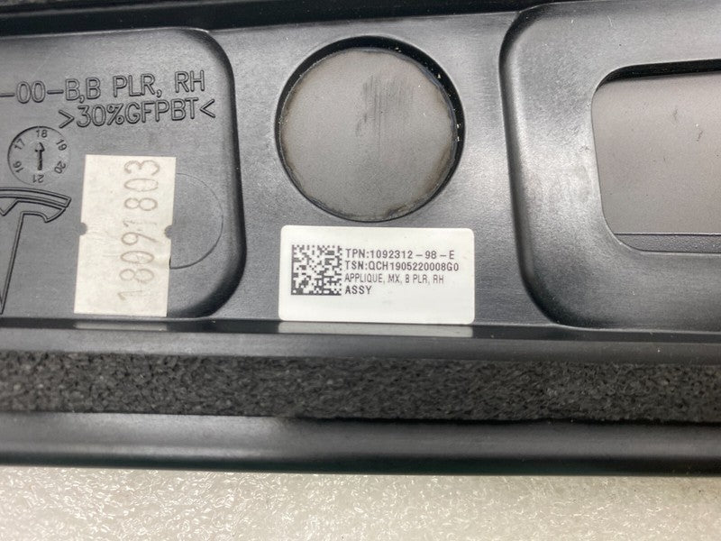 109231298F ⭕ 16-20 Model X MX Passenger B-Pillar Glass Applique & Camera Right 1092312-98-F