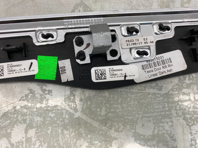 1036081-12-B ⭕ 16-20 Model X Rear Right Door Trim Card Molding (Linear Dark Ash) 1036081-12-B