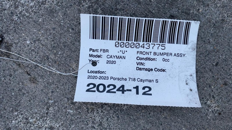 982898041J 2020-2023 Porsche 718 Cayman Spyder Base GT4 GTS Front Bumper Cover Assembly