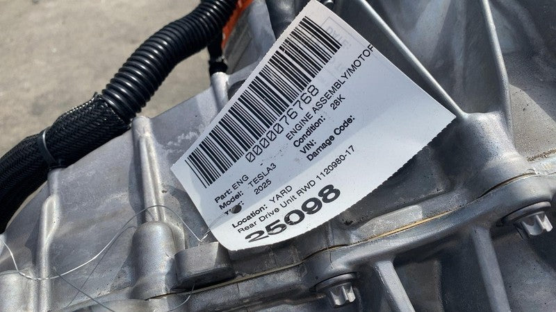 1120980 17 K ⭕ 24-25 Tesla Model 3 Engine Motor Rear Drive Unit (High Current) 1120980-17-K