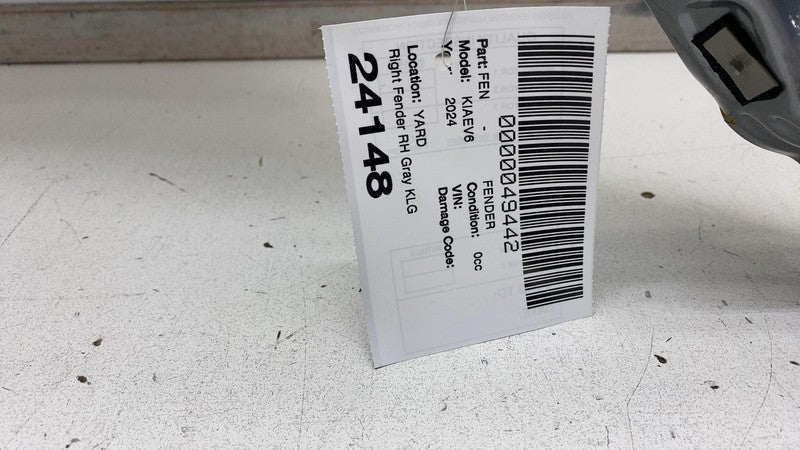 2022-2024 Kia EV6 Front Passenger Side Fender Shell Cover Panel Right Gray - KLG