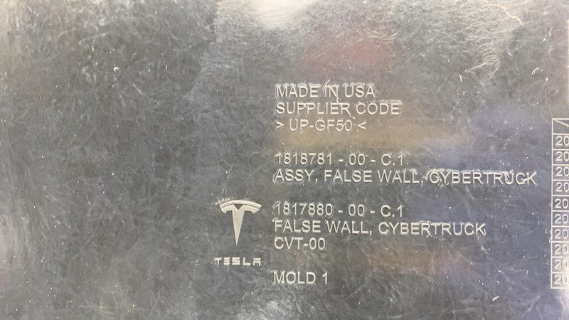1818781-00-D 2024 2025 Tesla Cybertruck Front Truck Bed False Wall Assembly 1818781-00-D OEM
