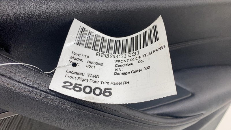 2018-2022 BMW 530e G30 Front Passenger Side Door Trim Panel Right RH Assembly