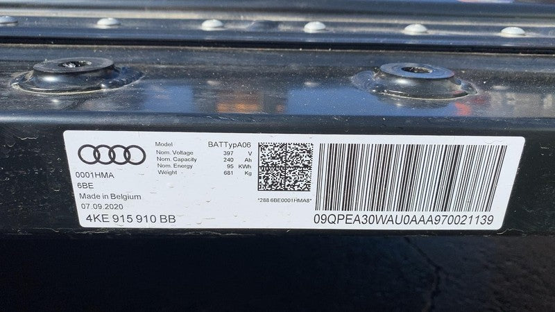 4KE915910BB 2019-2023 Audi E-Tron Quattro High Voltage Battery Pack 95kWh 396V 4KE915910BB