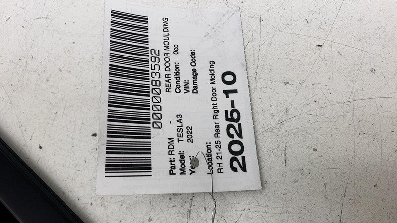 108074500I ⭕ 2021-2025 Tesla Model 3 Rear Right Door Window Outer Belt Molding 1080746-00-F