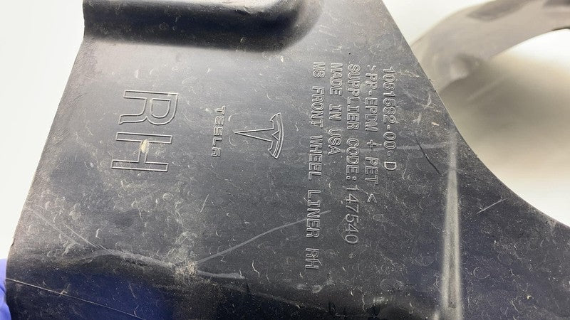 108158200D ⭕ 18-23 Tesla Model 3 Front Right Wheel Fender Liner Splash Shield 1081582-00-D