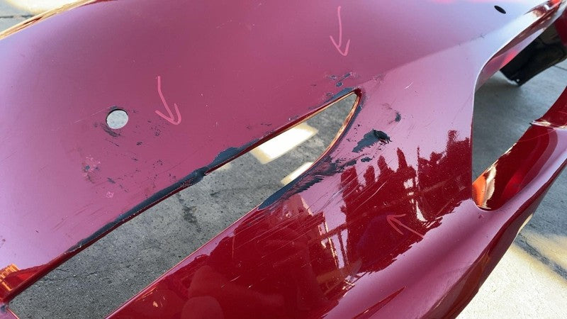 ⭕ 20-23 Model Y Front Bumper Cover Red - PPMR w/ Park Sensor Type 1493