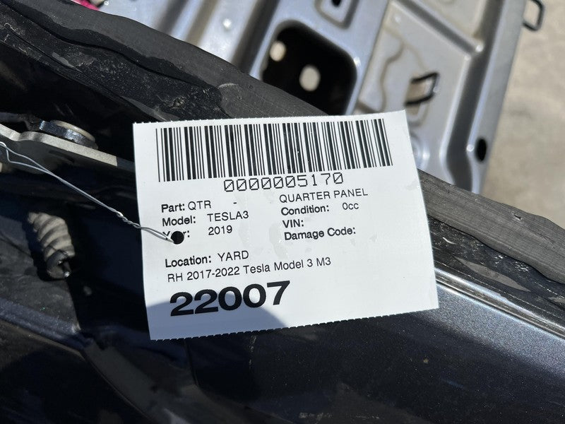 ⭕2017-2020 Tesla Model 3 Rear Right Quarter Panel Structural Frame Cut Gray PMNG