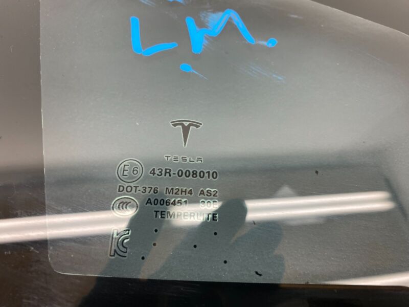 2012-2020 Tesla Model S MS Rear Driver Side Quarter Fixed Glass Left LH Assy OEM