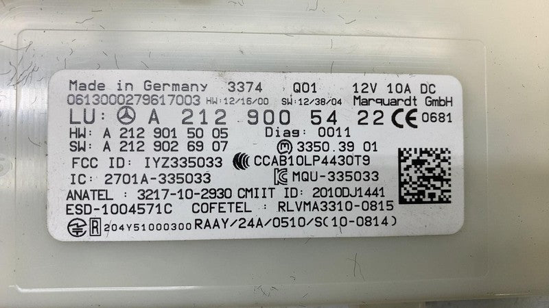 A 212 900 54 22 ⭕ 2014-2016 Mercedes E350 E-Class Keyless Go Entry Control Module A2129005422