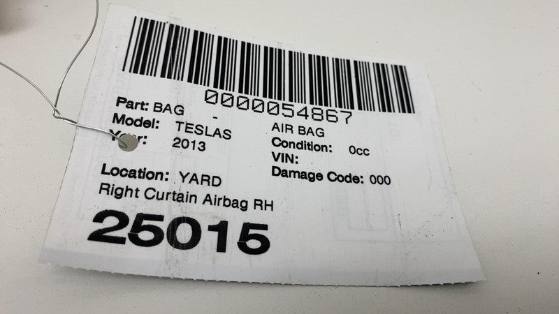 ⭕ 12-20 Tesla Model S Passenger Side Roof Curtain Safety Airbag Right