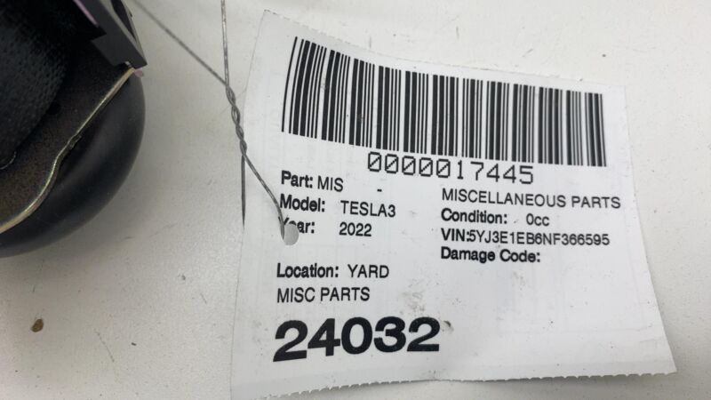 108128101G 2017-2022 Tesla Model 3 Rear Left or Right 2nd Row Seat Belt Retractor Black OEM