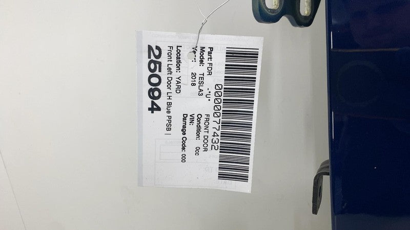 1096620-00-H ⭕ 2017-2020 Tesla Model 3 M3 Front Driver Side Door Shell Panel Left Blue PPSB