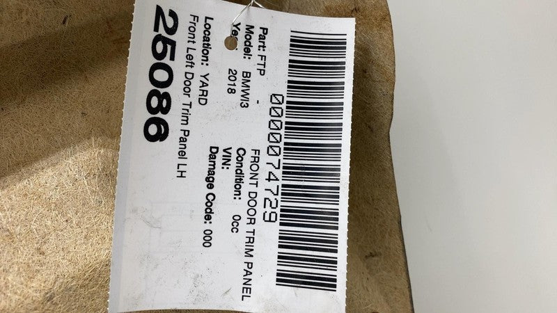 ⭕ 14-21 BMW i3 I01 Front Driver Side Interior Door Panel Trim Cover Gray Left LH