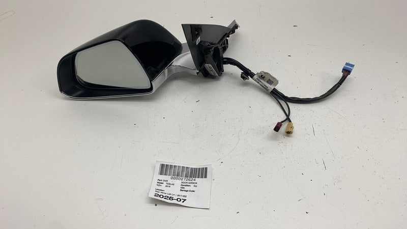 ⭕17-20 Tesla Model 3 Left Exterior Rear View Door Mirror Black PBSB 11