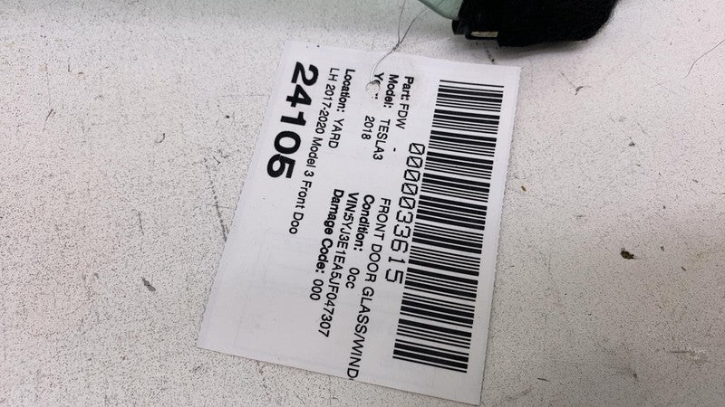 E9 43R-004530 ⭕ 2017-2019 Tesla Model 3 Front Driver Side Door Window Glass Left (Single Pane)
