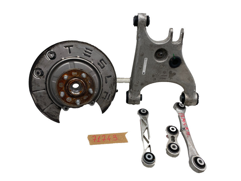 102141600A ⭕ 16-20 Tesla Model S X SET Rear Right Spindle Knuckle & Control Arm Link OEM