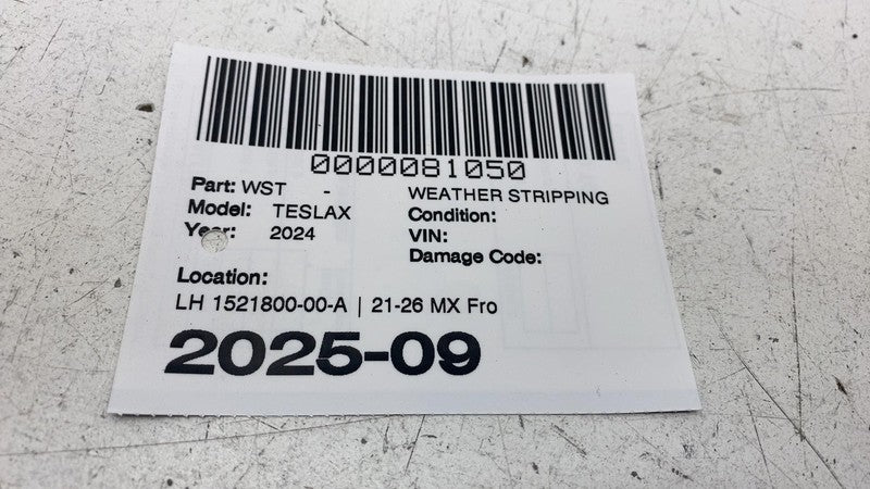 1521800-00-A ⭕ 2021-2026 Tesla Model X MX Front Left Upper Door Header Seal LH 1521800-00-A