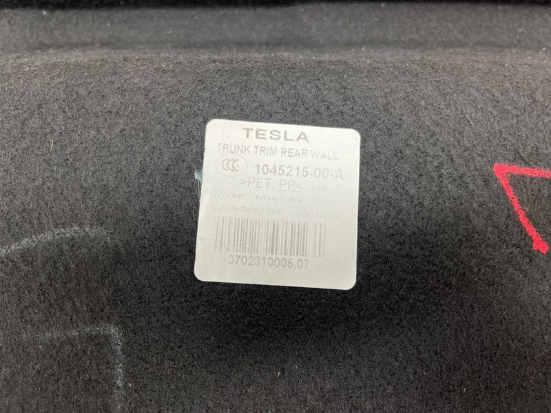 1045215 00 A ⭕ 12-20 Tesla Model S MS Rear Interior Trunk Wall Carpet Cover Trim 1045215-00-A