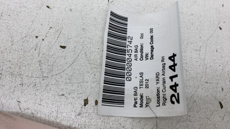 100526200B 2012-2020 Tesla Model S Passenger Side Roof Curtain Safety Airbag Right Assembly