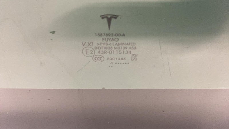 158789200A ⭕ 24-25 Model 3 Panoramic Sunroof Fixed Roof Glass Moonroof (Front) 1587892-00-A