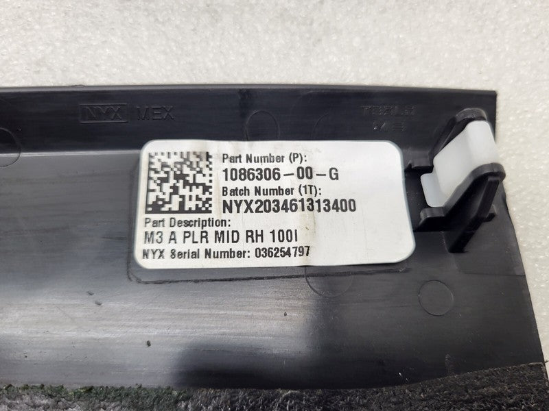 108630600G ⭕ 2017-2023 Tesla Model 3 Passenger Right Mid A-Pillar Trim Cover 1086306-00-G