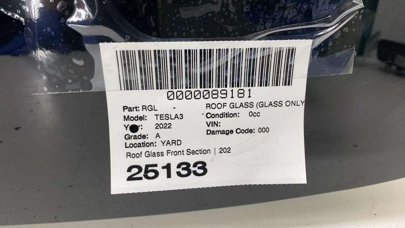 ⭕ 21-23 Model 3 Front Middle Panoramic Sun Moon Roof Window Glass 1587
