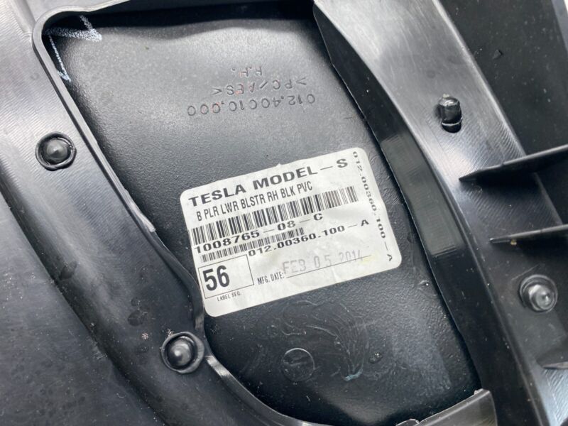 100252308C 2012-2015 Tesla Model S MS PAIR Left & Right B-Pillar Lower Trim Cover Panel OEM
