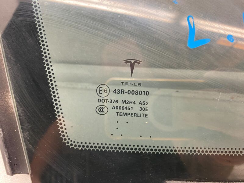 E6 43R-008010 2012-2020 Tesla Model S MS Rear Driver Side Quarter Fixed Glass Left LH Assembly