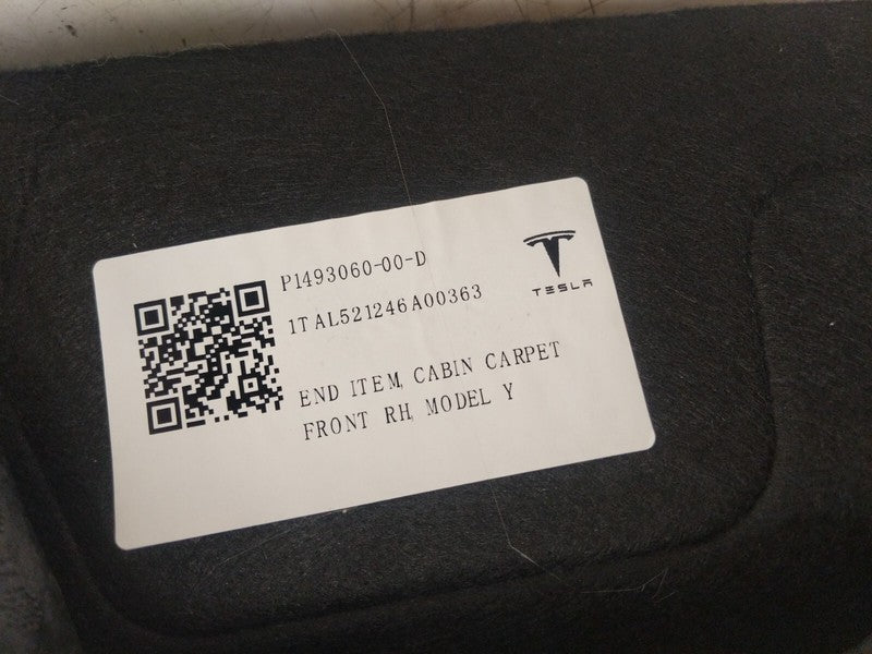 ⭕ 2020-2024 Tesla Model Y Front Right Side Cabin Floor Mat Carpet 1493