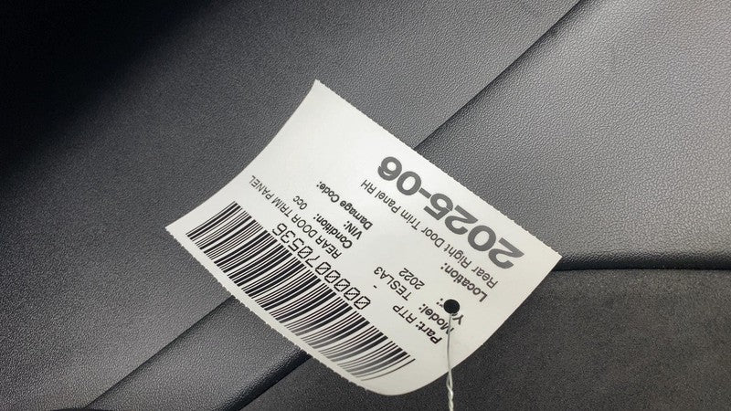 1608618-00-A ⭕21-23 Tesla Model 3 Rear Passenger Side Door Panel Trim Card Right 1608618-00-A
