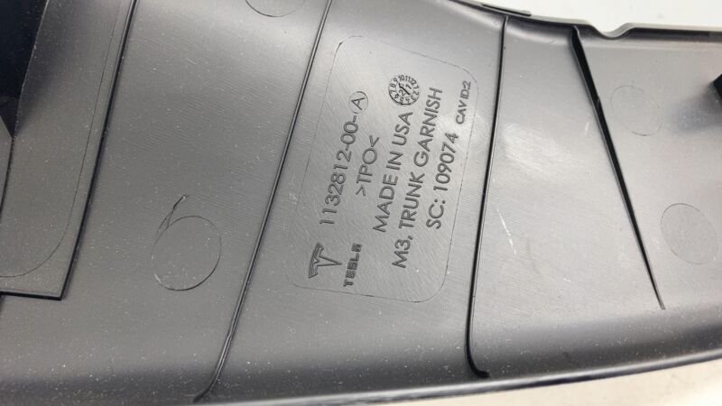 113281200A ⭕ 17-23 Tesla Model 3 Rear Trunk Garnish Molding Trim Cover Panel 1132812-00-A