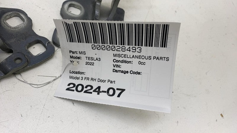 ⭕ 2017-2023 Tesla Model 3 M3 Front Passenger Side Upper & Lower Door Hinge Right