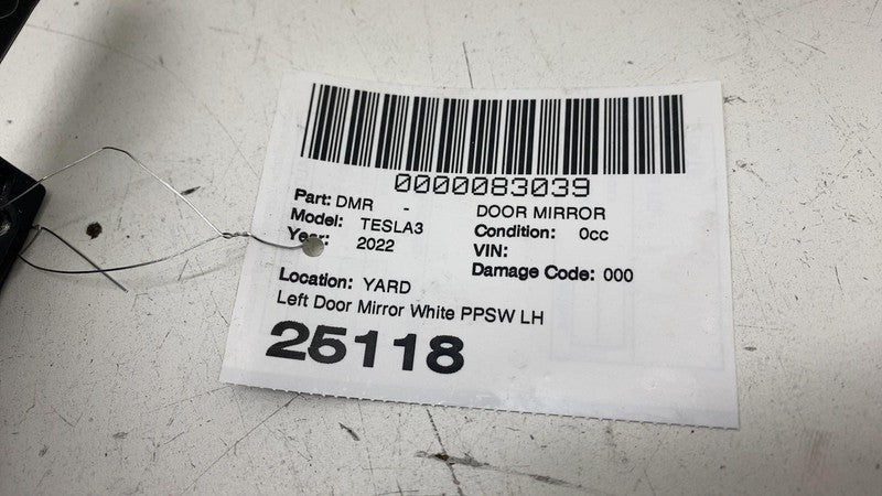 ⭕ 21-23 Tesla Model 3 Exterior Rear View Door Mirror Left LH Assy Whit