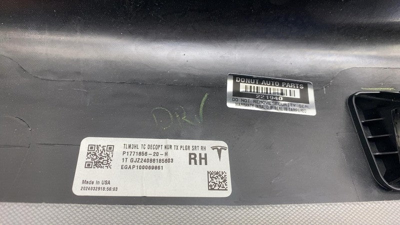 1771856-20-H ⭕ 24 25 Model 3 Passenger Upper Rail Trim Providence Cover Right 1771856-20-H