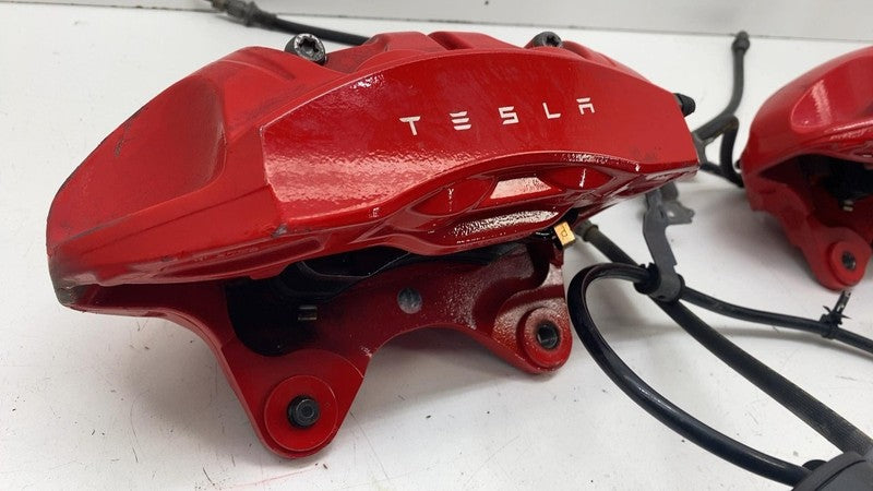 ⭕ 2020-2024 Tesla Model Y Set of 4 Front & Rear Brake Caliper Red Asse