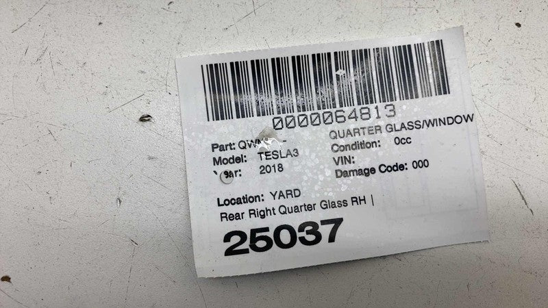 1080706-00 ⭕ 2017-2020 Tesla Model 3 Rear Right Quarter Fixed Window Glass OEM 1080706-00