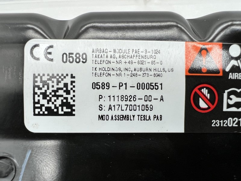 ⭕ 12-20 Model S Passenger Side Dash Instrument Panel Airbag Right 1118